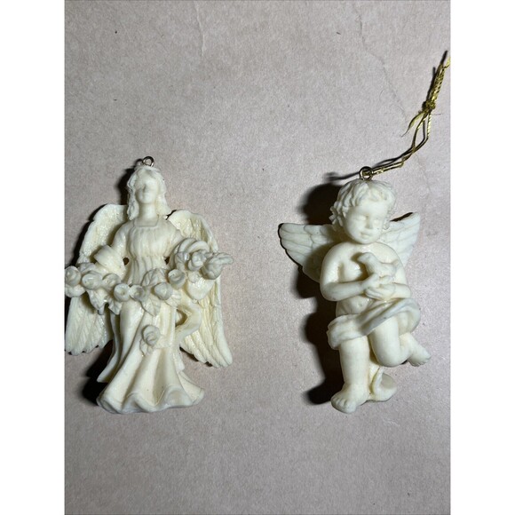 VINTAGE‎ Fairy & ANGEL CHERUB Christmas ORNAMENT Set Of 2 - Picture 1 of 11